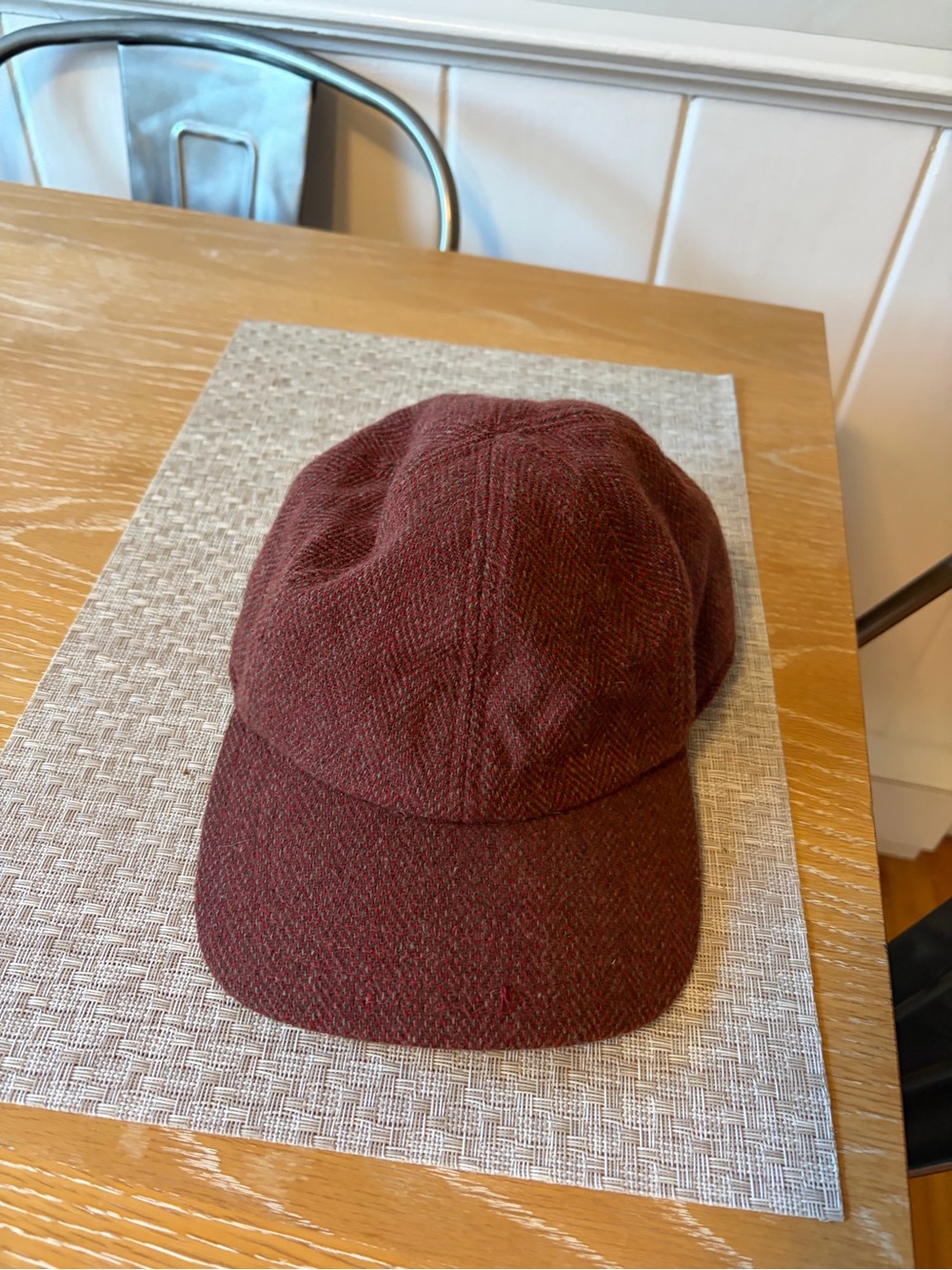 Men's Maroon Wool-Blend Baseball Cap